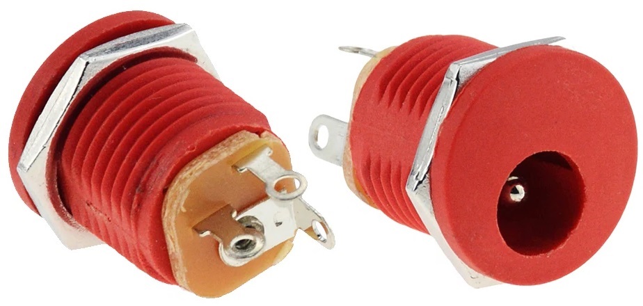 Conector Jack Panel a Presion 5.5x2.1mm Rojo